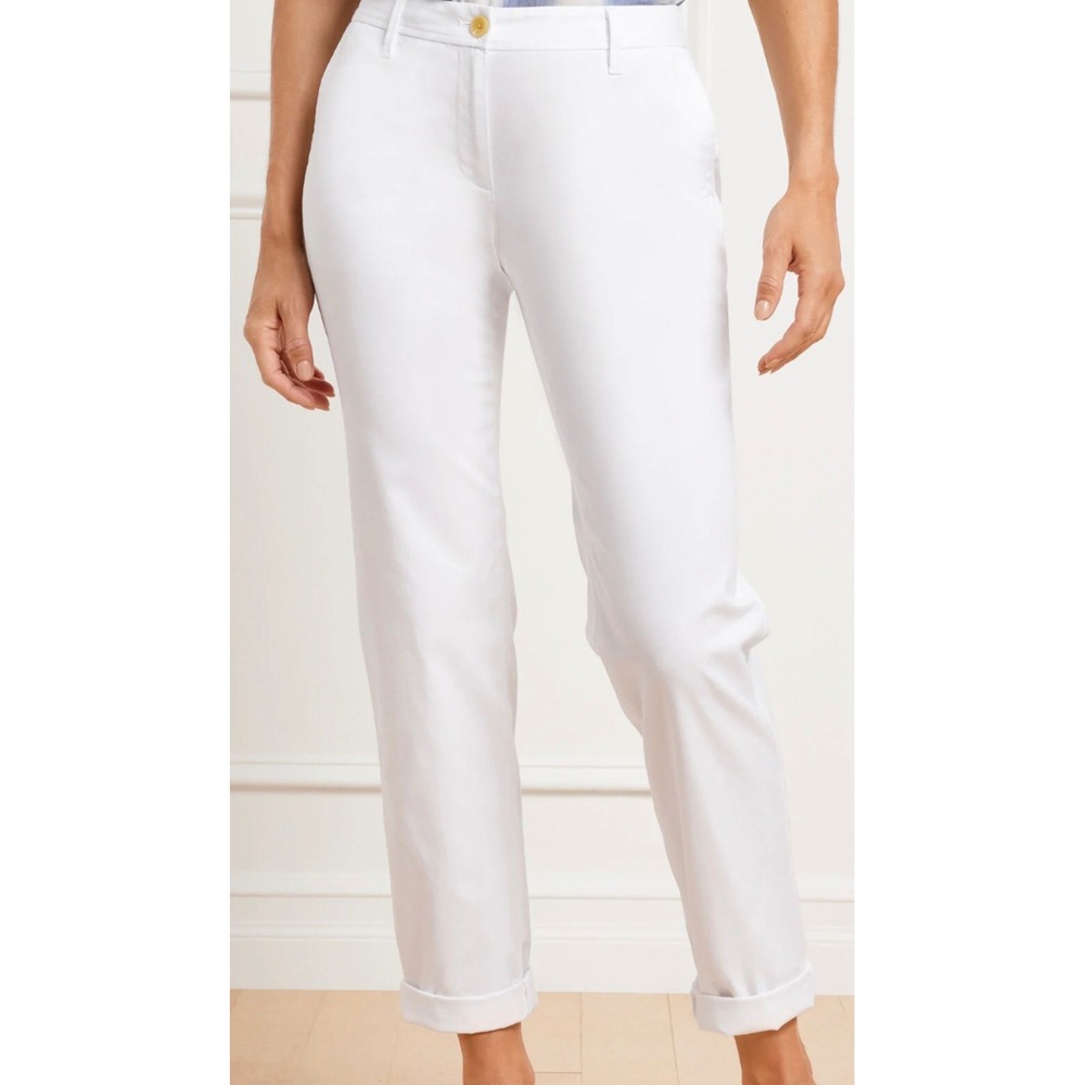 Talbots‎ Relaxed Chino Pants Womens 12P White Cotton Stretch Straight Leg JO3069